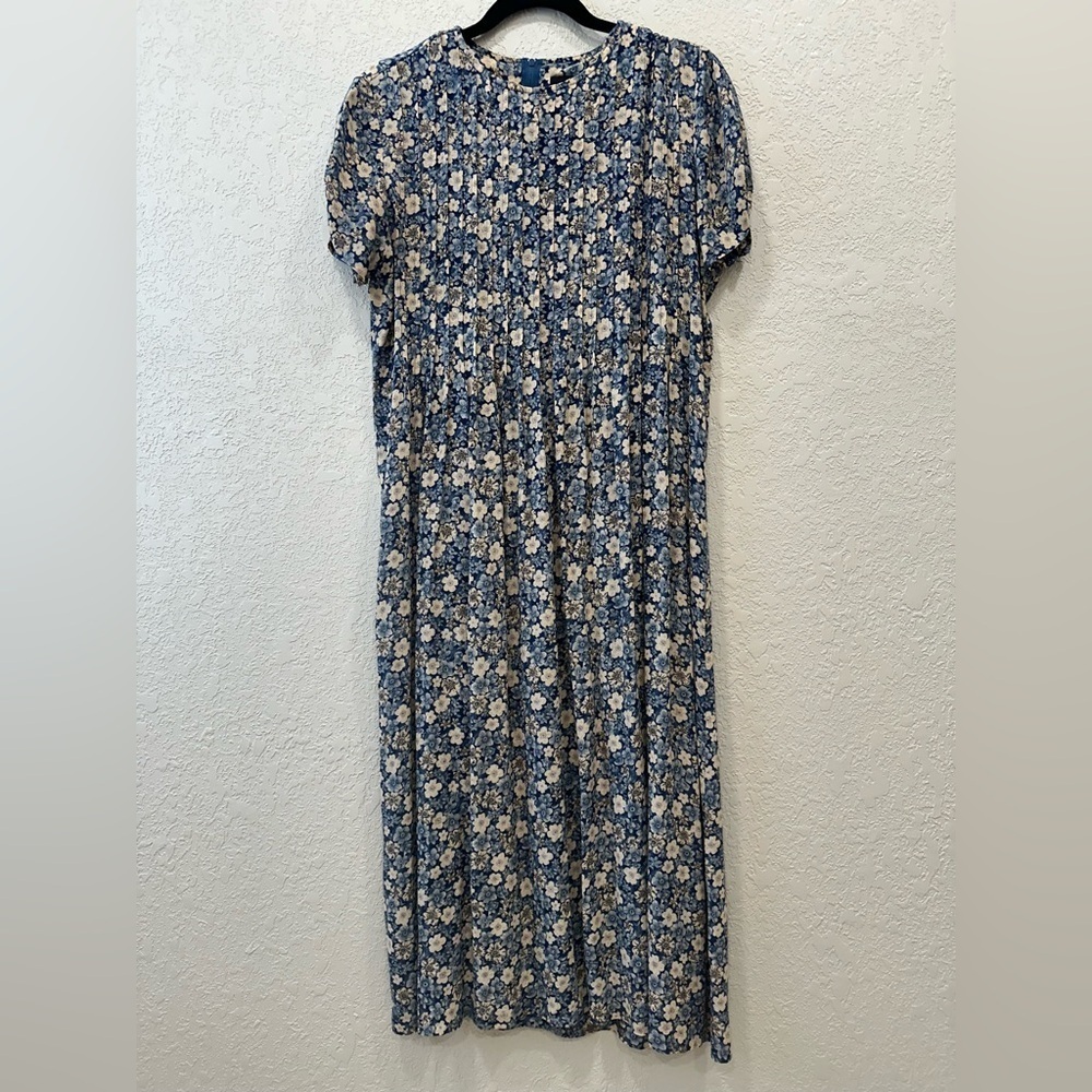 Vintage Postive Attitude maxi dress Size 14 floral short sleeve